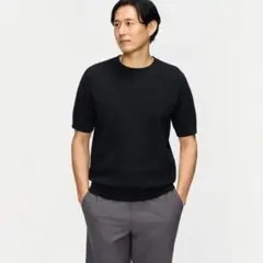 AOKI スーツ屋の仕立てたニットTシャツ ブラック Lサイズのサムネイル