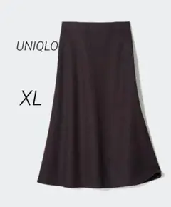 UNIQLO ブラッシュドジャージーフレアスカート ワインブラウン S
