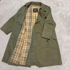 バーバリー トレンチコート 英国製 ノバチェック マキシ丈 コットン カーキ L 希少】BURBERRY バーバリー ノバチェック 玉虫色 トレンチコート