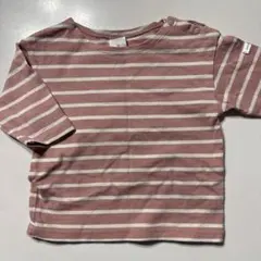 DAILY LINE ピンクと白のストライプ 七分袖