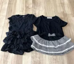 キッズ　子供服　コーデ売り　トップス　スカート　セット　黒コーデ　まとめ売り