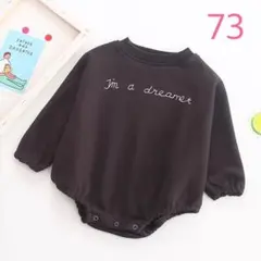 【新品】お値下げ中‼️ロゴ入りロンパース /グレー 73サイズa