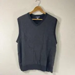 ニット　ベスト　Ｖネック　ワンポイント　ブラック　黒　メンズ　レディース　秋　冬