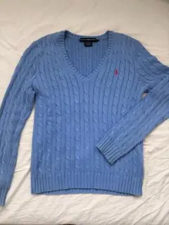 RALPH LAUREN SPORT ラルフローレン 水色ニットセーターL
