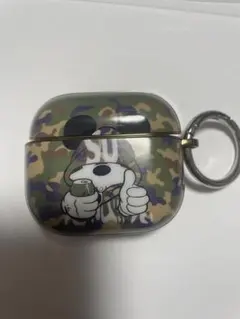 迷彩柄 ミッキー イヤホンケース キーホルダー付き