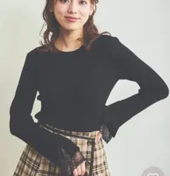 ノエラ レース切替スリーブニット 00ブラック