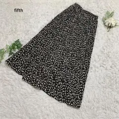フィフス　ロングスカート　フレア　ウエストゴム　プリーツ　レオパード柄　総柄