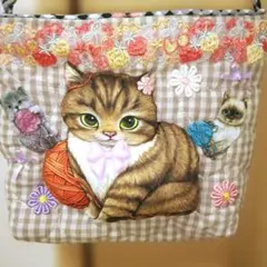 ＊コヤンイサムチョン＊ポシェット[新柄リトルヤーン茶色サバねこちゃん♥]