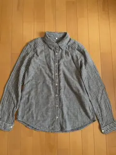無印良品 ストライプ 長袖シャツ ブラウス　ガーゼ　M