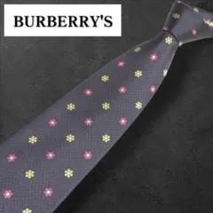 BURBERRY ネクタイ 花柄 ホースロゴ ブラウン メンズ シルク 小物 茶