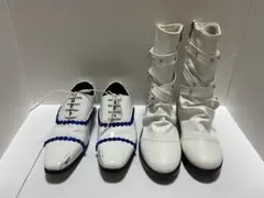 【出品4/29まで】白　エナメルシューズ　合皮ブーツ 2足セット