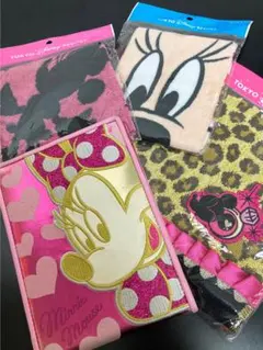 ★Dinsey★ミニーミニタオル3種★ミラーおまけ付★ヒョウ柄★