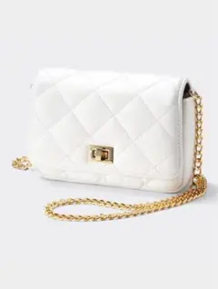 GUキルティング ショルダーバッグ白