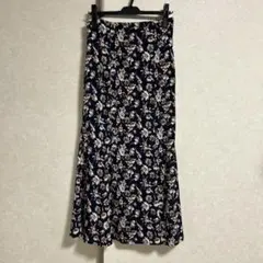 【未使用品】INGNI 花柄 ロングスカート マーメイド レースアップ ネイビー