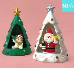 デコレ　COZYツリーペア＆merryシャンパンサンタ＆merryカクテル猫
