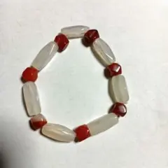 天然石ブレスレット 透明・赤