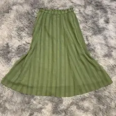 Reflect サイズ9(M) グリーン ストライプ フレアスカート