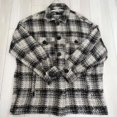ZARA テクスチャー入りチェック柄シャツジャケット