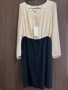 【値下げ】ナチュラルビューティーベーシック　ウエスト切り替えワンピース