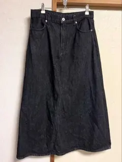 無印良品　木の実から作ったカポック混デニムAラインスカート　婦人XL/黒