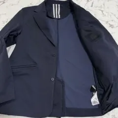 美品 アディダス テーラードジャケット ストレッチ アンコン ネイビー L