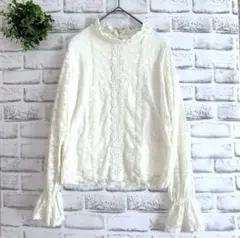 NICE CLAUP ナイスクラップ★レースカットソー（F） アイボリー フリル