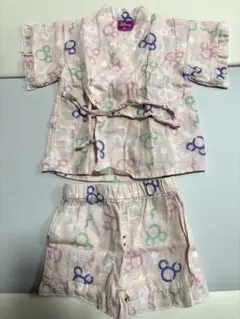 ミッキー　甚平　浴衣　セットアップ　ピンク　女の子　可愛い　80 ディズニー　祭