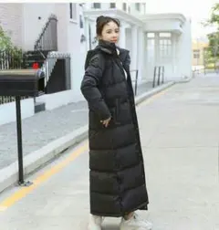 超ロングダウンコート ダウン90% ロングコート フード付き ダウンジャケット