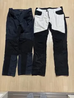 CORDURA素材 多機能バイクウェアカーゴパンツ 黒/白と紺の2本セット