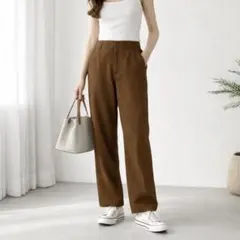 ユニクロ【S】ジャージーリラックスストレートパンツ ブラウン