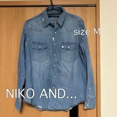 NIKO AND デニム長袖シャツ フロントポケット付き