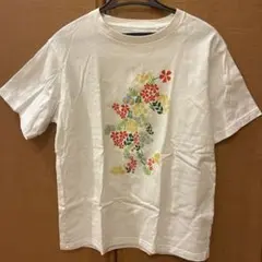 花柄 ミッキーマウス Tシャツ ホワイト