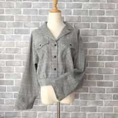 w closet グレンチェック クロップド丈 シャツジャケット フリーサイズ