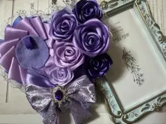 痛ロゼット ロゼッタ ハート型 缶バッジ50mm〜57mm用 パープル