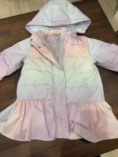 グラデーション　フリル付きダウンコート