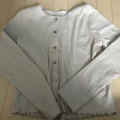 GU リブ編みライトグレー長袖カーディガン XL