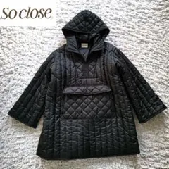 So close　ポンチョ風　中綿アウター　黒　フード付き　撥水加工　M