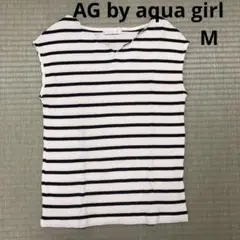 AG ノースリーブ Tシャツ ホワイト×ネイビー