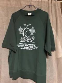 スヌーピー プリント オーバーサイズTシャツ ダークグリーン
