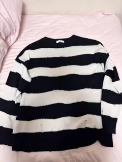 WEGO ストライプ ニット セーター ブラック ホワイト