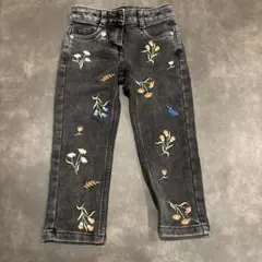 max 花柄刺繍 デニムパンツ 2-3Y ブラック　ジーンズ　アメリカのサムネイル