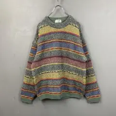 Old Crocodile 幾何学 マルチカラーニット セーター レトロ日本古着