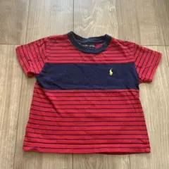 Ralph Lauren 赤/ネイビー ストライプ Tシャツ 2T