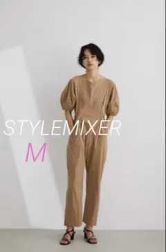 美品STYLEMIXER ランタンスリーブ　タック　オールインワン　ベージュ　M
