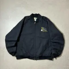 ワークブルゾンブラック企業ロゴ刺繍ma1ボンバージャケット2XL古着ウェアガード
