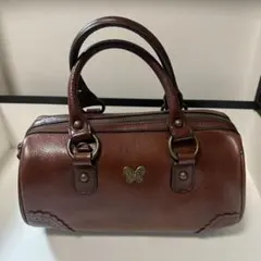 ANNA SUI 本革 ミニボストンバッグ バタフライ カットワーク y2k