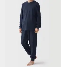 無印良品 紳士 着るタオル 両面パイル ルームウェア上下 S ダークネイビー