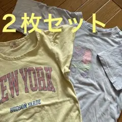 女児　半袖丁シャツ&フレンチスリーブTシャツ　　２枚セット　　ブルー　イエローのサムネイル