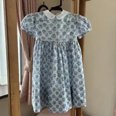 最終価格　ヴィンテージハロッズ購入ワンピース4歳 丸襟 リボン刺繍のサムネイル