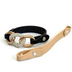 良品 SWAROVSKI スワロフスキー レザーブレスレット 2セット